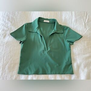 BABATON | Women’s SZ Large | Contour Polo V Neck | Short Sleeve Crop Top